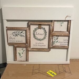 Rustic Wooden Photo Frame Collage - Brown and Cream